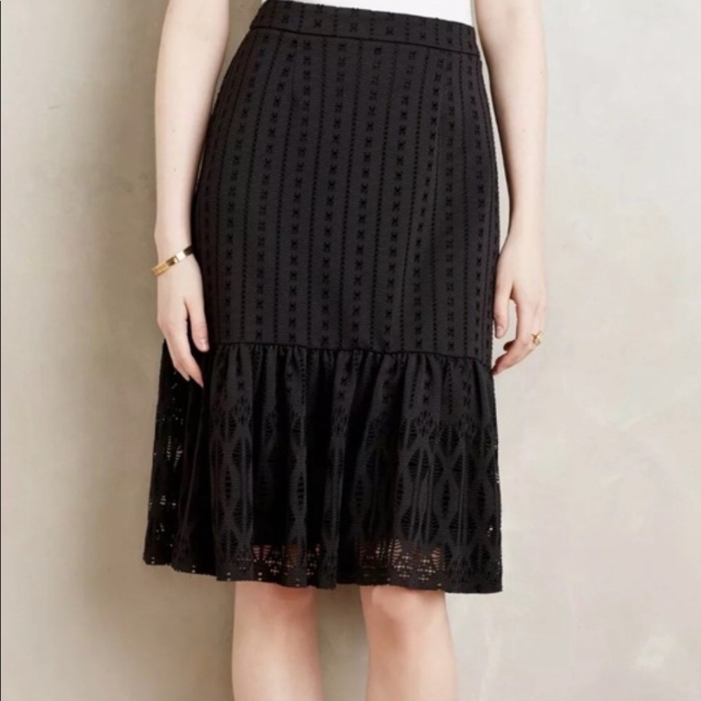 Anthropologie Black Eyelet Skirt